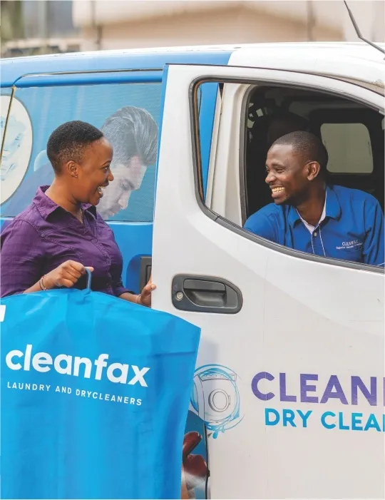 Dry cleaning of business suits at Cleanfax Laundry