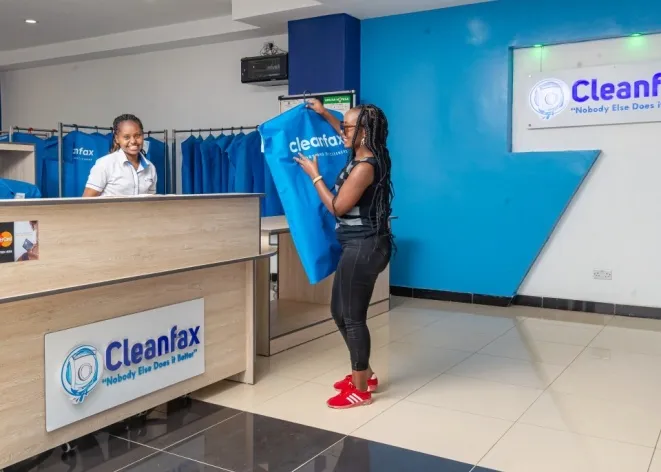 Happy customer at Cleanfax Laundry